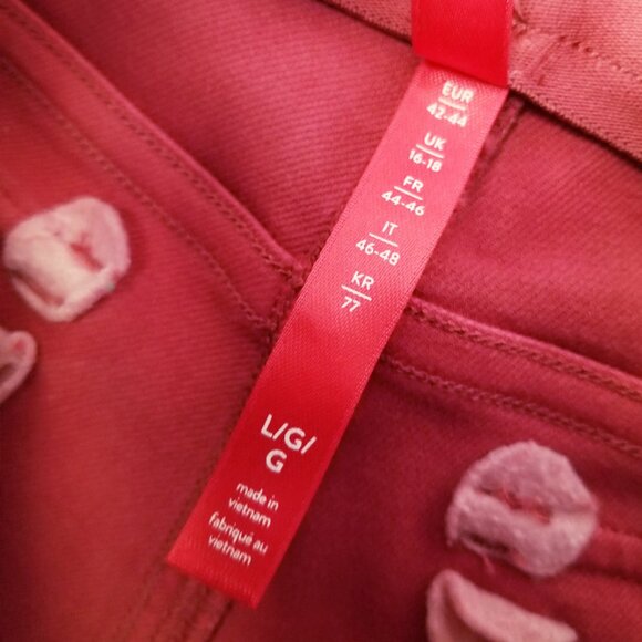 Spanx Stretch Twill Wide Leg Cropped Pants Wild Rose L Pull On Shaping Pockets - Picture 9 of 16